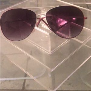 pink and White aviator style sunglasses